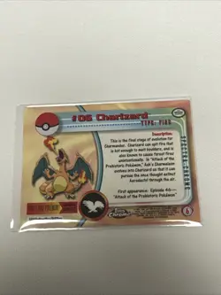 NM 2000 Pokemon Topps Chrome TV CHARIZARD #06 Base BC Foil - Get It Graded! Card - Image 2