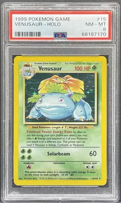 1999 POKEMON BASE SET UNLIMITED #15 VENUSAUR-HOLO PSA 8 - Image 1