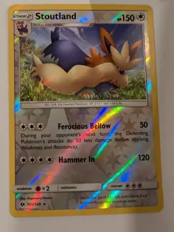Stoutland 105/149 - Sun & Moon Base Set Pokemon Reverse Holo Foil Nice! - Image 1
