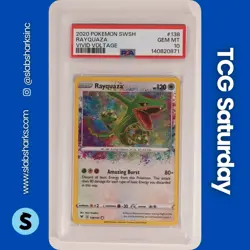 2020 POKEMON SWORD & SHIELD VIVID VOLTAGE #138/185 RAYQUAZA AMAZING RARE PSA 10 - Image 1