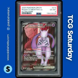 2025 POKEMON DESTINED RIVALS #213/182 TEAM ROCKETS MEWTWO EX FA ULTRA RARE PSA 6 - Image 1