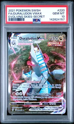 2021 POKEMON SWORD & SHIELD EVOLVING SKIES SECRET FULL ART/DURALUDON VMAX PSA 10 - Image 1