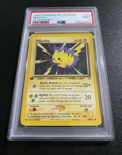 POKEMON 1st Edition Neo Genesis PIKACHU 70/111 Common PSA 9 MINT Vintage - Image 1