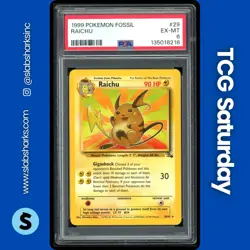 1999 POKEMON FOSSIL #29/62 RAICHU NON HOLO PSA 6 - Image 1