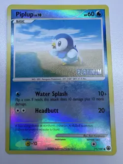 Pokemon Piplup Platinum Burger King Promo 2008 Reverse Holo #71/100 - LP - Image 3