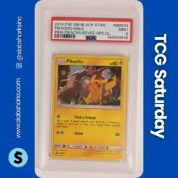 2016 POKEMON SM BLACK STAR PROMO PIKA/EEVEE SPC COLL #SM234 PIKACHU HOLO PSA 9 - Image 1