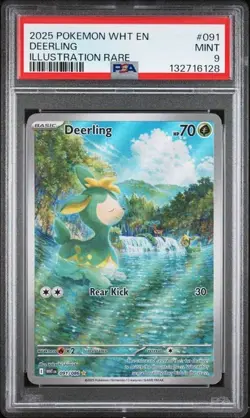 2025 POKEMON WHT EN-WHITE FLARE ILLUSTRATION RARE #091 DEERLING PSA 9 #091 - Image 1
