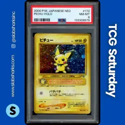 1999 POKEMON NEO GOLD, SILVER, TO A NEW WORLD... JP #172 PICHU RARE HOLO PSA 8 - Image 1