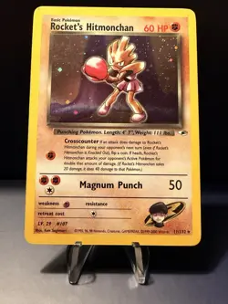 Pokemon Gym Heroes Holo Rare Unlimited Edition Rocket’s Hitmonchan 11/132 NM-LP - Image 1