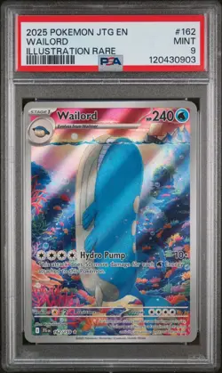 2025 Pokemon ~ JTG EN ~ Wailord #162/159 ~ Illustration Rare ~ PSA 9 - Image 1