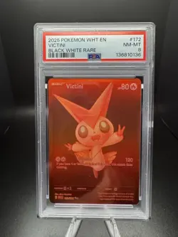 2025 POKEMON WHT EN-WHITE FLARE BLACK WHITE RARE #172 VICTINI PSA 8 - Image 1
