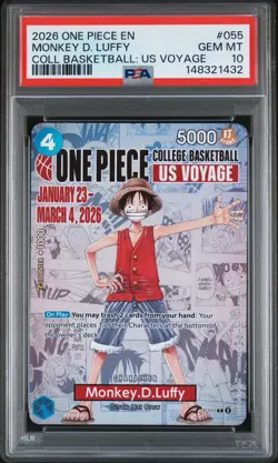 2026 One Piece Promos P-055 Monkey D. Luffy College Basketball Voyage PSA 10 - Image 1
