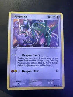 2005 Pokemon TCG Rayquaza EX Emerald Holo Card 9/106 Rare - Image 1