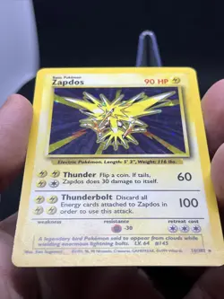 Zapdos Holo 16/102 Base Set Holo Unlimited Pokemon Card LP/NM - Image 4