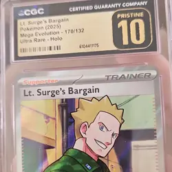 Pokemon Lt. Surge's Bargain 170/132 Me01 Mega Evolution Ultra Rare Holo CGC 10 - Image 1