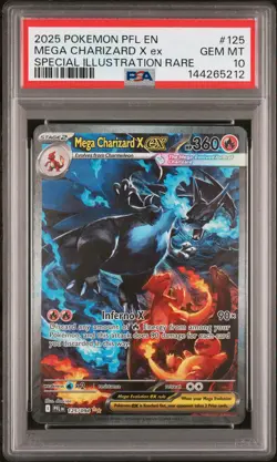 2025 POKEMON PFL EN-PHANTASMAL FLAMES #125 MEGA CHARIZARD X EX PSA 10 - Image 1