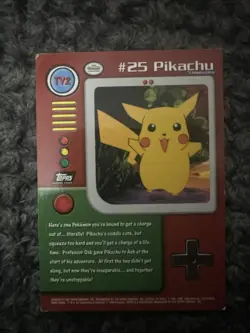 Pikachu #25 Topps Black Label TV2 Animation Edition Non Holo Pokemon 1999 Mint - Image 2