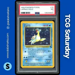 1999 POKEMON FOSSIL #10/62 LAPRAS HOLO RARE PSA 7 - Image 1