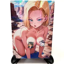 Dragon Ball Z Android 18 Sexy Hot Anime Waifu Girl Lewd Goddess Story Art Card - Image 2