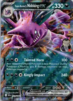 Team Rocket's Nidoking EX 119/182 Destined Rivals Pokemon Card TCG NM - Image 1