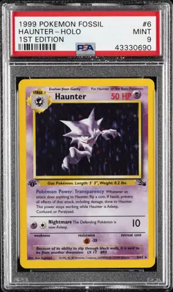 1999 POKEMON FOSSIL 1ST ED #6 HAUNTER-HOLO PSA 9 - Image 1