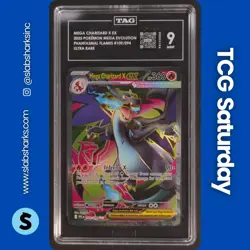 2025 POKEMON PHANTASMAL FLAMES #109/094 MEGA CHARIZARD X EX FULL ART ULTRA TAG 9 - Image 1