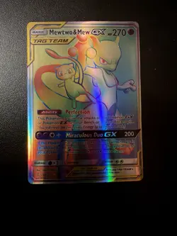 Pokemon Mewtwo & Mew GX TAG TEAM Secret Rare Holo Sun & Moon 242/236 - Image 1