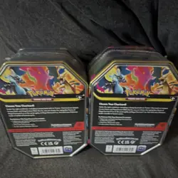 2 Pokemon Charizard Tin Box Lot Choose Your Charizard! 4 Booster Packs Sealed - Image 2