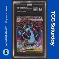 2025 POKEMON PHANTASMAL FLAMES BLACK STAR PROMO #023 MEGA CHARIZARD X EX TAG 8.5 - Image 1