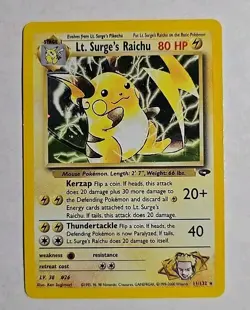 Pokemon TCG Lt. Surge's Raichu Gym Challenge 11 Holo Unlimited Holo Rare - Image 1