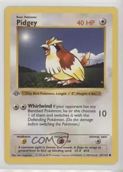 Pidgey Shadowless 1st Ed. Pokemon Base Set #57 1999 - Image 1