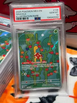 2025 POKEMON MEGA EVOLUTION #136/132 SHUCKLE ILLUSTRATION RARE PSA 10 - Image 1