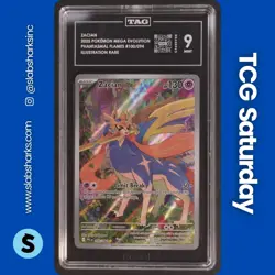 2025 POKEMON PHANTASMAL FLAMES #100/094 ZACIAN ILLUSTRATION RARE TAG 9 - Image 1