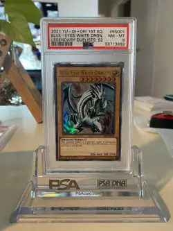 Yugioh PSA 8 NM-MT Blue-Eyes White Dragon LDS2-EN001 1st Ed. Ultra Rare - Image 1