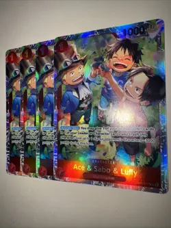 One Piece TCG OP13-007 Ace & Sabo & Luffy SR X4 Playset Card Game CCG English - Image 3