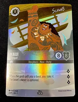 Disney Lorcana TCG: Maui Demigod 23/P1 Disney 100 Promo Foil NM Card - Image 1