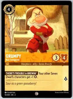 Grumpy - Bad-Tempered 10/204 Common Rise of the Floodborn NM Lorcana Disney - Image 1