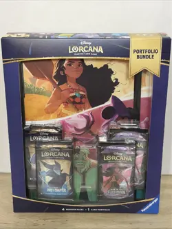 TCG Disney Lorcana Portfolio Bundle 4 Booster Packs & 1 Card Portfolio - Image 1