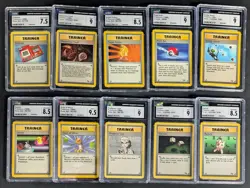 Lot (10) 1999 Pokemon Assorted CGC Graded Trainer Cards w/ Energy Search - Image 1