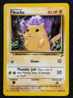 Pikachu 87/130 Base Set 2 Common 1999-2000 Basic Pokemon Card TCG WOTC NM - Image 1
