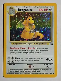 Dragonite 4/62 Fossil Holo Rainbow Pokemon Card Lp - Image 1