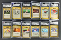 Lot (12) 1999 Pokemon Assorted CGC Graded Trainer Cards w/ Professor Oak - Image 1