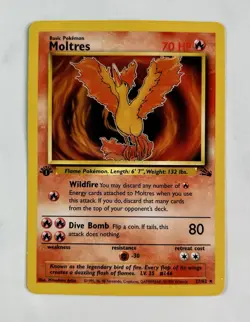 Moltres 1999 Pokemon Fossil 1st Edition Rare #27/62 * Damaged - Image 1