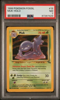 1999 Pokemon Fossil Muk Holo PSA 7 NM #13 13/62 - Image 1