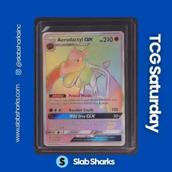 2019 POKEMON SUN & MOON UNIFIED MINDS #244/236 AERODACTYL RAINBOW SECRET RARE - Image 1