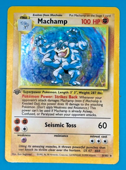 Pokemon MACHAMP 1st Edition Holo Rare 8/102 Base Set Card - Image 1
