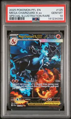 2025 POKEMON PFL EN-PHANTASMAL FLAMES #125 MEGA CHARIZARD X EX PSA 10 - Image 1