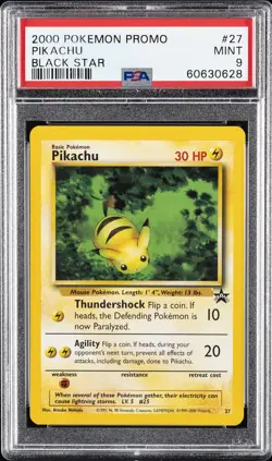 2000 POKEMON PROMO BLACK STAR #27 PIKACHU PSA 9 - Image 1