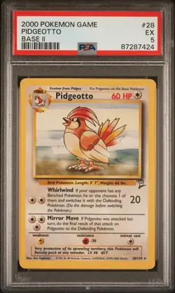 2000 Pokemon Pidgeotto Base II PSA 5 EX #28 28/130 - Image 1