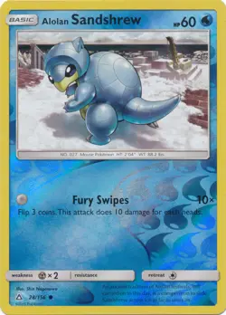 Pokemon - Alolan Sandshrew - 28/156 - Common - Reverse Holo - Sun and Moon Ultra - Image 1